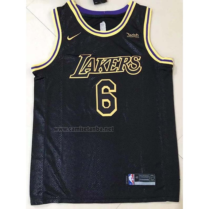 Camiseta Los Angeles Lakers LeBron James #6 Ciudad 2021-22 Negro